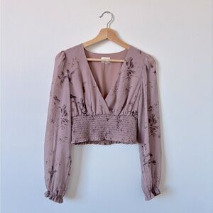 Aritzia Wilfred Genoa Chiffon Wrap Floral Top